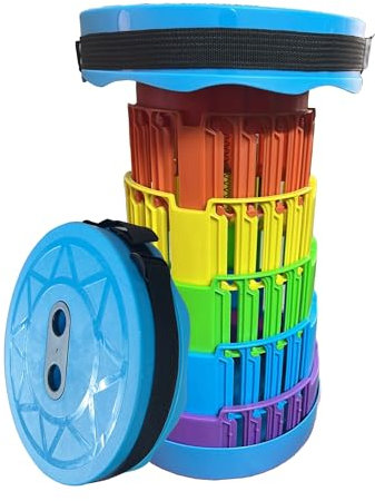 Trimming Shop Robuster Teleskop-Klapphocker, tragbar und verstellbar, zusammenklappbarer Kunststoffhocker für Outdoor, Camping, Wandern, Angeln, Grillen, Gartenarbeit, Innenbereich, Tragkraft 180 kg