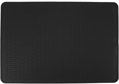 Natudeco Alfombrilla de silicona para secar platos, almohadilla flexible para secar platos, alfombrilla para platos calientes de cocina, revestimiento de cajón de silicona para (Negro)