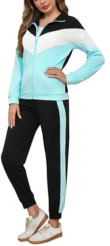 Marvmys Tuta Donna Completa Sportivo Inverno Set Due Pezzi Colore Contrasto Invernale Sportivi Abbigliamento Jogging Yoga Training Fitness
