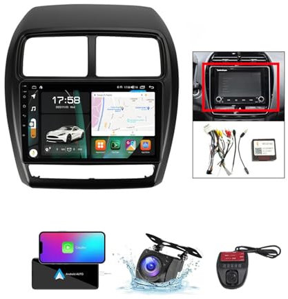 Android 13 Car Radio Stereo 2 DIN für Mitsubishi ASX 1 2016-2022 mit Carplay Android Auto GPS Navigation 9 Zoll FM RDS DAB+ Auto Radio Player mit Bluetooth/SWC/Rückfahrkamera DVR(B,NF-3)