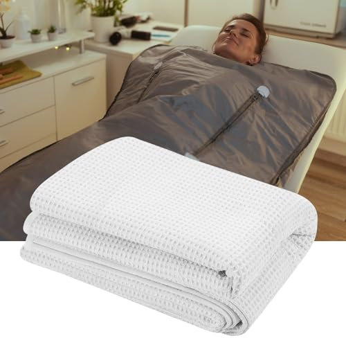 Juexica Weiche Saunadecke, 76,2 x 178,8 cm, 100% Baumwolle, Waffelmuster, bequemes Spa-Handtuch, wiederverwendbar und maschinenwaschbar, saugfähiges Handtuch für Infrarot-Sauna-Decken, 1 Stück