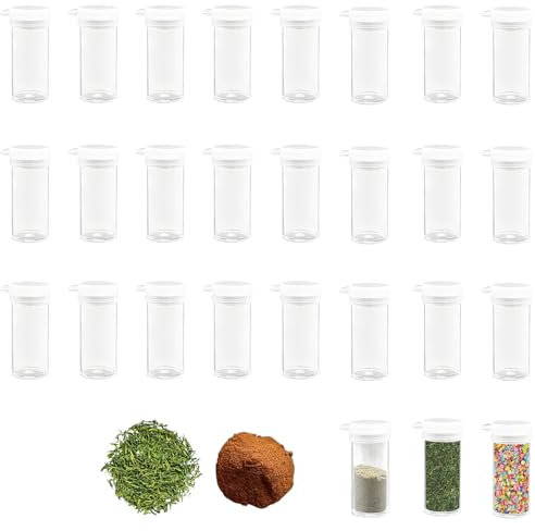 PacuM 27 Stück Mini Salzstreuer 6g Salz und Pfefferstreuer Plastik Gewürzspender Transparent Gewürzstreuer Camping Salzstreuer mit Deckel für Unterwegs Reise Camping Küche Grillen Freien