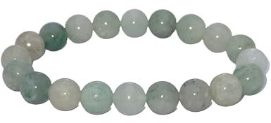 Générique Bracelet Jade de Chine extensible, pierre minérale naturelle, 17 cm, perles rondes 8 mm, homme et femme