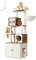 Feandrea Arbre à Chat Moderne avec Cache-litière, Tour de Jeu, Griffoir avec Maison de Toilette, 180 cm, Niche, Plateforme, Tapis Lavables, Marron Miel et Blanc Rustique PCT116K03
