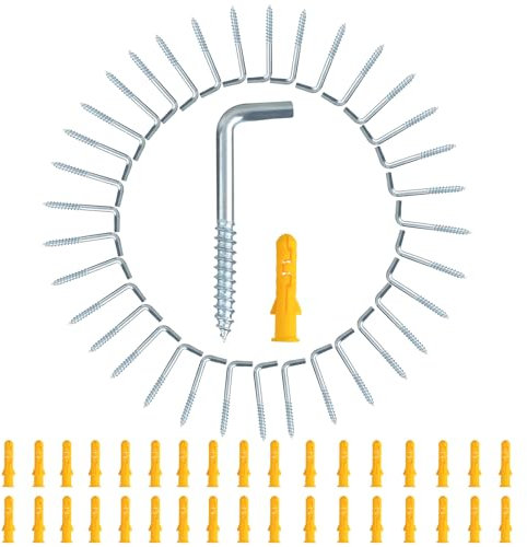 35 Set Ganci a Vite, Ganci a Vite per Legno in Acciaio Inox a Forma di L con Tubi di Espansione, M3,8 x 50mm Gancio Avvitabile Ad Angolo Retto, Ganci Avvitabili per Casa, Posto di Lavoro, Ufficio