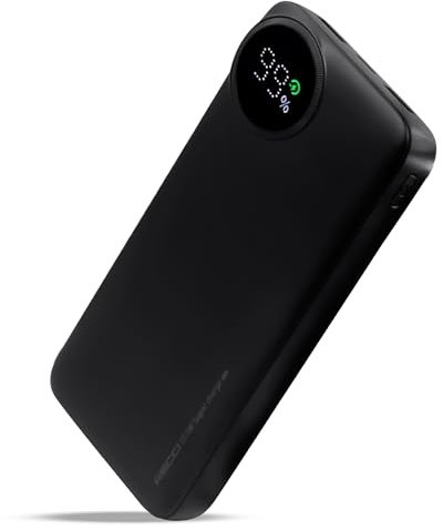 RIGWIG Power Bank PD 20W Fast Charging USB 22.5W x2, USB C Input/Output, LED Display W/Smart Chip Battery Pack for iPhone 16/15/14/13 Pro Max Smartphone Android POWERED BY RECCI (20,000mAh)