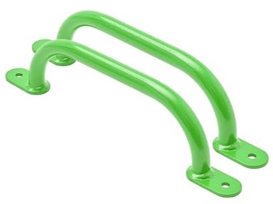 TRIBECCO Klettergriffe Haltegriffe für Outdoor & Indoor Metall Griffe für Spielplatz, Klettergerüst, Spielturm, Hochbett, Leiter und Kletterwand im Kinderzimmer (350 mm Lindgrün, 2 Stücke)