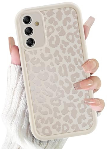 ZhuoFan Hülle für Samsung Galaxy A54 5G 6,4”, Aesthetic Leopard Muster Handyhülle Weiß Matte Schutzhülle Ultra Weich Silikon Dünn TPU Case Stoßfest Kratzfest Bumper Cover, 07
