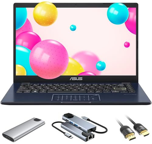 ASUS 14 FHD Linux Laptop, 4-Core Intel Pentium N6000, 4GB RAM, 64GB eMMC + 2TB SSD, NumberPad, HDMI, Webcam, External Portable SSD+USB Hub+HDMI Cable, Linux Ubuntu OS