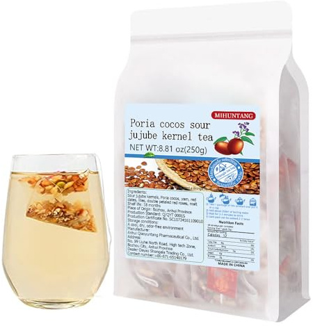Poria Saurer Jujube Kerntee 250g Lilie Rose Rot Dattel Gute-Nacht Teebeutel | Bequeme Teebeutel zum Aufbrühen passen wissenschaftlich zu mehreren Teesorten Süß-Sauer-Geschmack