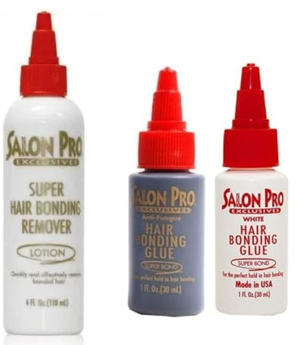 3-Piece Salon Bonding Glue Kit – 30ml1 Black & 1 White 30ml Lace Wig Bonding Glue + Remover 60ml –Strong Hold, Safe for Toupees, Extensions & Wigs - Omoge Bundle