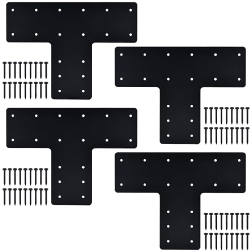 Patioer T-Pfostenhalterung für 15,2 x 15,2 cm, robuste Stahl-Reparaturplatte, Pergola-T-T-Trägerhalterung, Pfosten zu Balken-Verbinder, Dicke 3 mm
