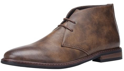 Generisch Botas de cuero para hombres Zapatos tradicionales clásicos con desgastado, café, 45 EU