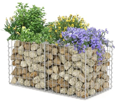 Jayseuw Gabionen 100x50x50 cm, Gabionengitter Metall Verzinkt für Mauer,Drahtkorb,Garten,Drahtkorb mit 5x10 cm,Ideal für Gabionensteine von 6–12 cm,4 mm Starker Draht,3 Stück