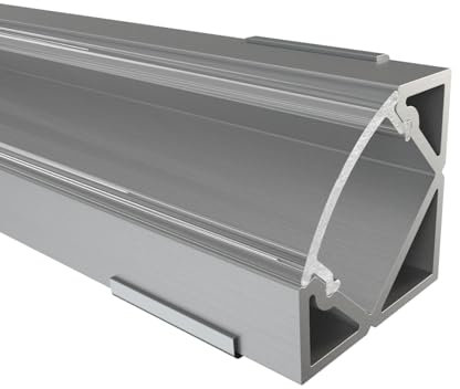 Alumino | LED Aluminiumprofil Eloxiert | 200 cm | inkl Zubehör | Eckprofil | Klare Abdeckung | für 12 mm LED-Streifen | Mosel