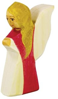 Holzspielwaren Ackermann Kleiner Engel aus Holz (rosa Kleid) – Weihnachten Holzspielzeug, aus Schwäbischer Handarbeit (100% ökologisch)