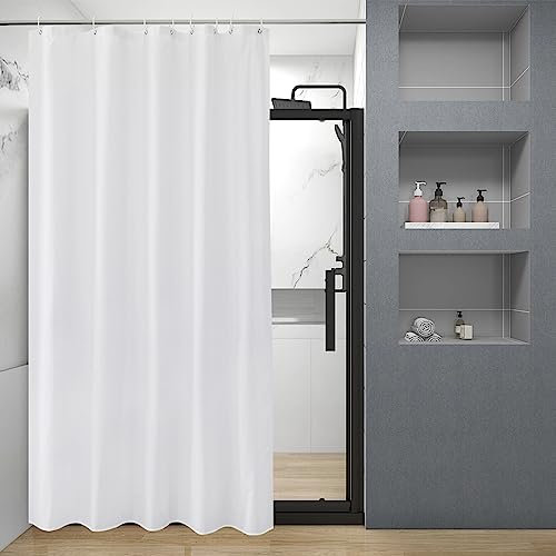 EurCross Narrow Shower Curtain,Anti Mould Mildew Resistant White Shower Curtain Liner 120 x 180 cm (48 x 72 Inch),100% Polyester