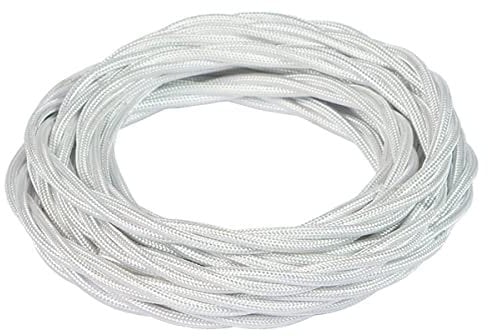 FANTON cavo elettrico tessile colore bianco treccia seta 10mt 3G0,75 filo rivestito in tessuto vintage stile retrò per lampadari applique 93806-10