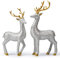 HAUCOZE 2pcs Hirsch Figuren Statue Modern Dekor Arts Tier Skulptur Geschenk Polyresin Silber 30cm