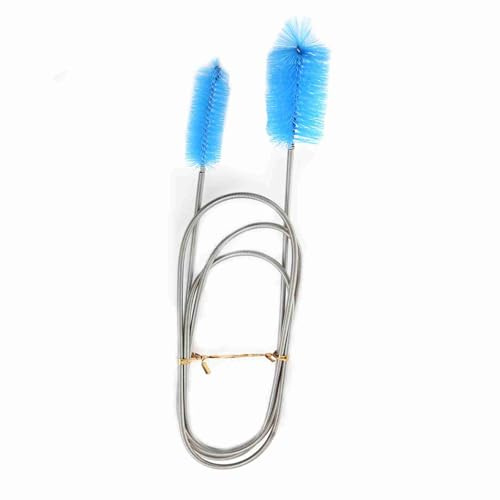 Double-Ended Flexible Cleaning Brush for Pipes and Fish Tanks - Stainless Steel Spring Tube Cleaner Tool (Blue)