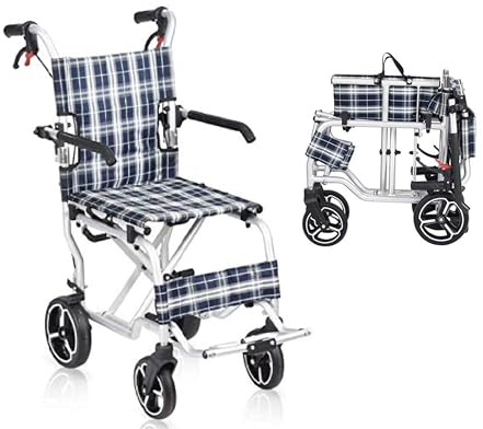 HEALTHLINE Transportrollstuhl, leicht, faltbar, Aluminium, 48,3 cm, mit hochklappbarem Bein und Tragetasche (nur 8,2 kg)