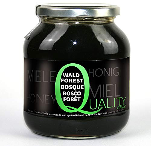 Miel d'abeille pur 100%. Miel brut. 1 Kg. Produit en Espagne. Non pasteurisé et non chauffé. Artisan de haute qualité. Bocal en verre. Grande variété de saveurs exquises. (Forêt)