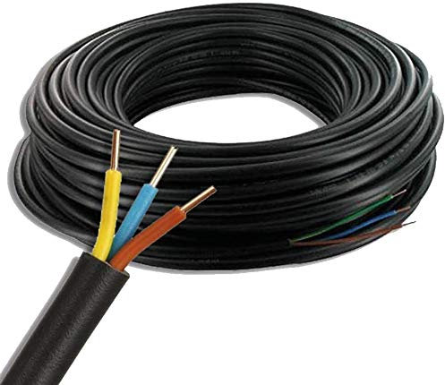 100 m de Câble électrique basse tension 3G1.5 / RO2V - utilisation intérieur/extérieur - rouleau/couronne de câble noir - longueur au choix 1m, 5m (100m)