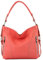 modamoda de T202 Damen Leder Henkeltasche Schultertasche handmade in Italy, Farbe:Living Coral