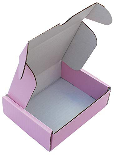 MEG4TEC PINK BLACK BLUE RED WHITE BROWN CARDBOARD SMALL PARCEL BOXES SHIPPING MAILING GIFT STORAGE (10 x 7 x 3, PINK, 10)