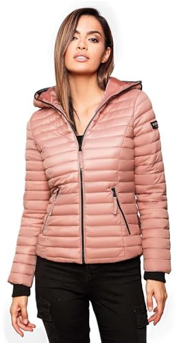 Navahoo B348 - Giacca trapuntata da donna, piumino con cappuccio, per la mezza stagione, Powder Rose, M