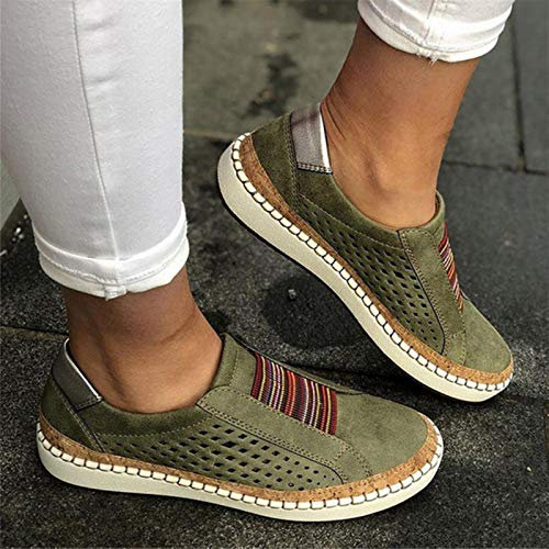 DQS Scarpe Piatte da Donna Scava Fuori Slip On Scarpe da Donna Scarpe estive morbide e Traspiranti Mocassini in Pelle Scarpe Femminili Casual