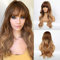 HAIRCUBE Lange wellenförmige Perücken mit Ponbs Ombre dunkle blonde Perücken für Frauen, hitzebeständige synthetische Perücken mit brauner Wurzel für täglich/Party/Cosplay