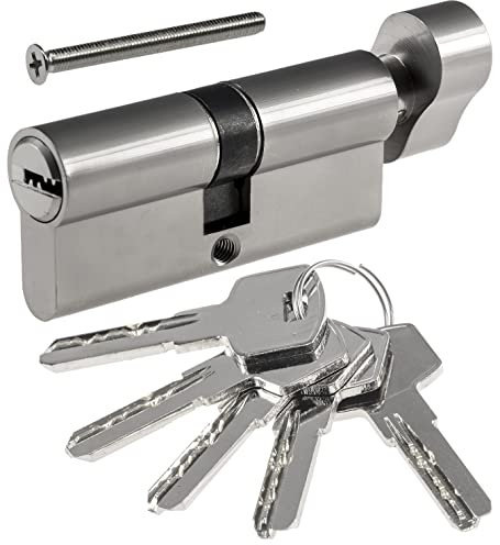 Schließzylinder mit Knauf Türschloss 35/35mm 70mm Zylinderschloss Profilzylinder inkl. 5 Sicherheits-Schlüsseln - 1 Set mit Zylinder, Schraube, 5x Schlüssel