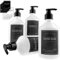 MONOKO Seifenspender aus Kunststoff, Weiß, 250 ml, für Küchengeschirr, Shampoo, Spender, Pumpspender + Etiketten, 4 Stück
