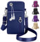 QXRXN Sac Téléphone Portable Femme Portefeuille, Oxford Tissu Pochette Bandoulière Femme, Petit Sac Bandouliere avec Prise casque, Sacoche Telephone Portable pour femmes (Dark Blue)