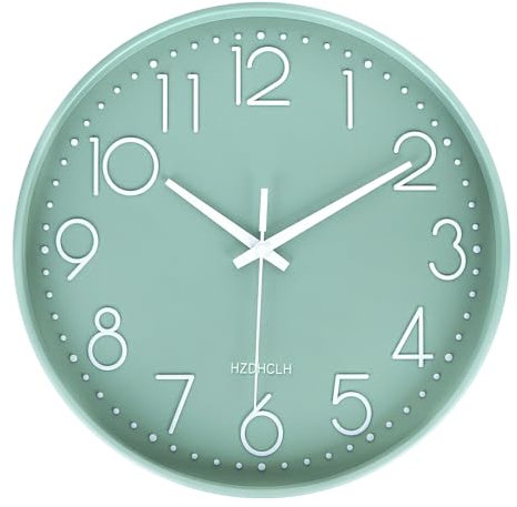 HZDHCLH 30cm Groß Wanduhr lautlos ohne Ticken für Zuhause, Küche, Büro und Schule(grün)