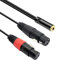 Cavo per Microfono da XLR a Jack 3,5 mm, Adattatore TRS Stereo Femmina a Doppio XLR - 0,3 m