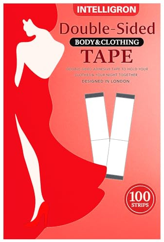 INTELLIGRON Double Sided Body Tape, Tit Tape Strength Adhesive on Skin and Fabrics, Fashion Tape for All Skin Tones and Every Type of Sensitive Skin, Boob Tape (100)