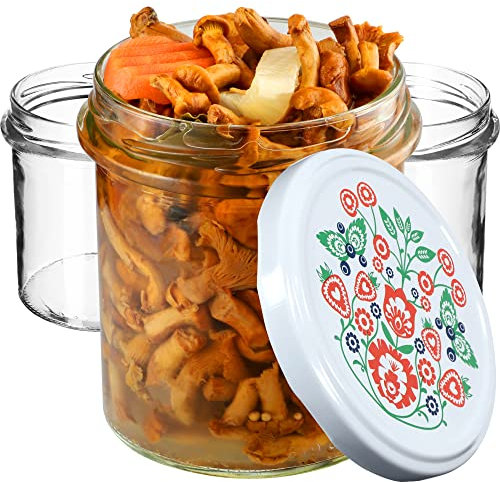KADAX Lot de 20 pots à confiture 350 ml, avec couvercle à visser, pour miel, champignons, confitures, miel (folklore)