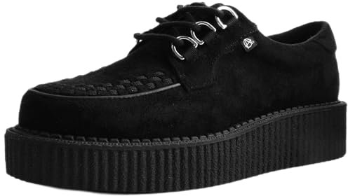 T.U.K. Anarchic Creeper - Zapatos Hombre y Mujer - Color Black Vegan Suede - Zapatos con Cordones Estilo Puck, Gótico y Rockero - Talla EU44