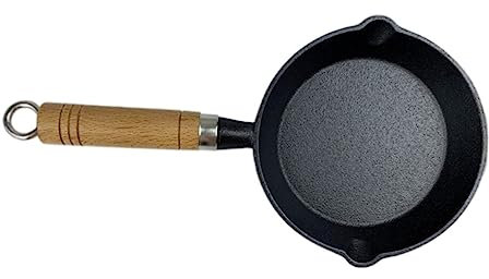 STOBAZA Mini Muffins Backform 1 Ei-Sandwich Tragbare Mehrzweck-Grillplatte Omelett Tiefer Griff Antihaft-Kochpfanne Zoll Utensilien Gussherd Holzpfanne Flache Eier Multifunktional Frühstücksset