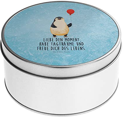 Mr. & Mrs. Panda Blechdose rund Pinguin Luftballon - Geschenk, Metalldose, Pinguine, Metall Dose, Kirmes, Kind, Geschenkkiste, neues Leben,