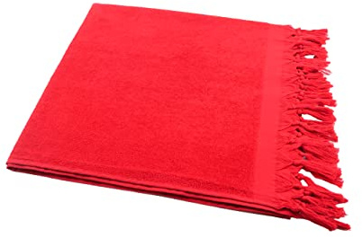 Sensepura Hamamtuch Frottee 2in1 Badetuch rot Saunatuch, Strandtuch mit Fransen, ca. 90x180 cm saugfähig und praktisch