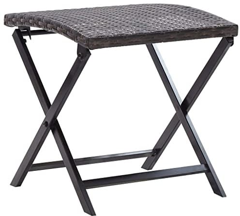 Makastle Polyrattan Klapphocker Gartenhocker Sitzhocker Campinghocker Fußteil Stahlgestell Klappbar Leicht Tragbar Außen Wetterfest Garten Terrasse Balkon Camping Hocker Stuhl Tisch, Braun