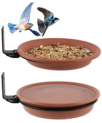 Bird Trays Tree Mounted for Bird Feeder Bird Bath Bowl,Bird Feeder Tree Mounted Bird Feeding Tray Plastic Bird Seed Tray Water Bath Bowl for Outdoor Garden Decor 4PCS (2Trays 2Racks)
