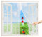 Fliegengitter Fenster, 95x115 cm Magnetischer Fliegenvorhang Moskitonetz, Automatisches Schließen, für Campingwagen Wohnzimmer Schlafzimmer, Weiß P