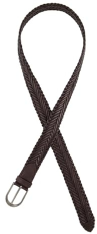 Ulla Popken Damen, echtes Leder, geflochten, Metallic-Schließe Gürtel, Marone, 155