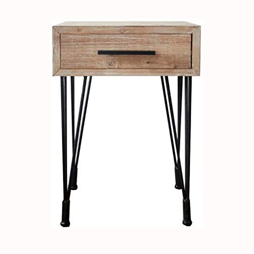 ZYMEN EIN Nachttisch aus massivem Holz aus Schmiedeeisen im Vintage-Stil, Retro-Stil, aus altem Holz, Kleiner Beistellschrank Commemoration Day