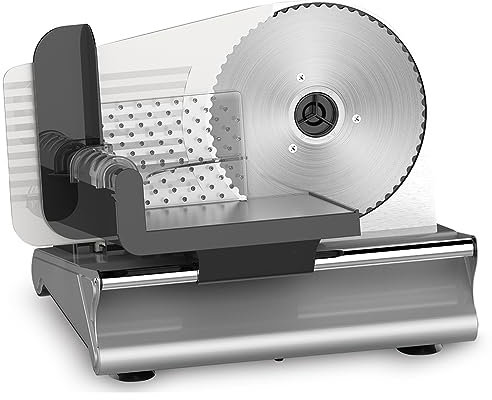 Electric Meat Slicer, 200W Electric Deli Food Slicer Machine for Home with Removable Stainless Steel Blades, 0-15mm Adjustable Thickness, for Mutton Roll Ham Cheese Bread