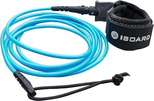 iBoard Surfboard-Leine 6/7/8/9 Fuß Surfleine für Shortboard, Paddlefboard & Softboard 5,5 mm Ersatzleine | Schwarz und Blau